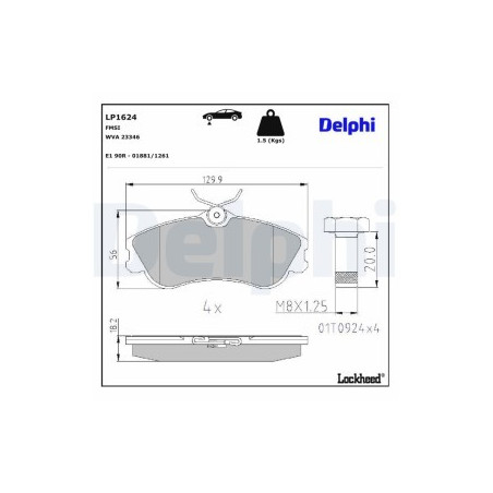 LP1624 DELPHI Kit pastiglie freni
